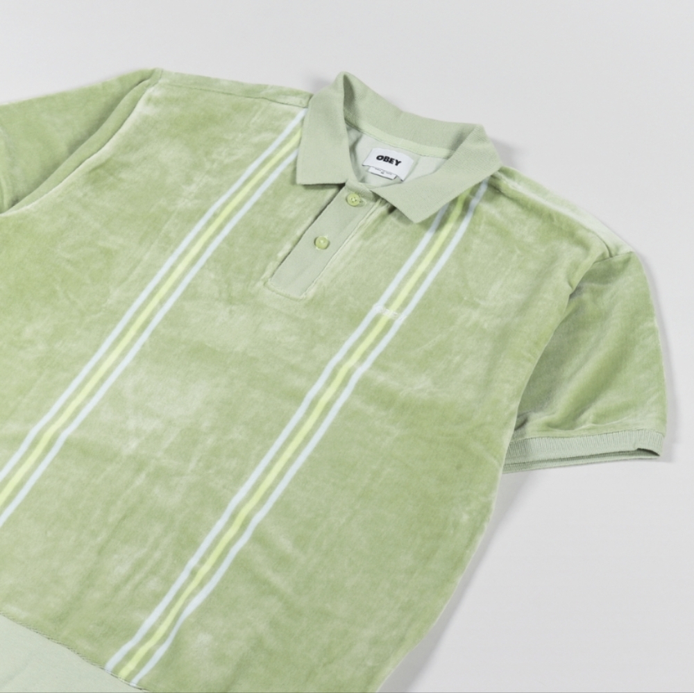 OBEY Stefano Short Sleeve Velour Polo NWT Sz M - Picture 2 of 13